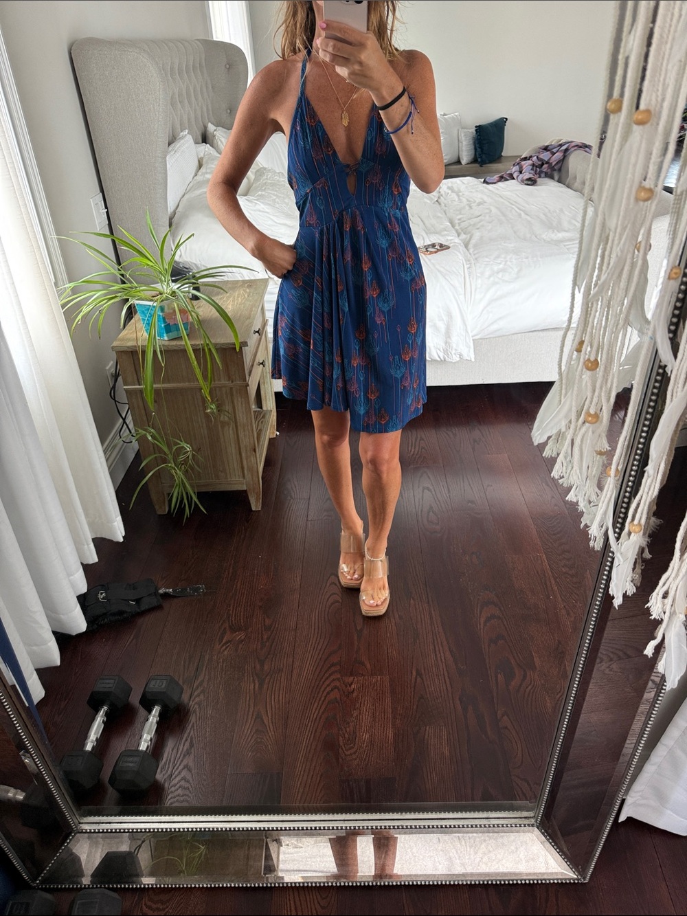 Like new asymmetric free people Blue Floral Halter Sundress
